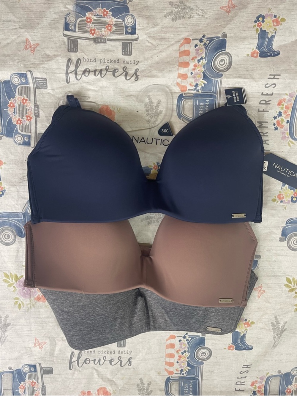 3-Pack NWT Nautica Wire-Free Smooth T-Shirt Bras – Size 36C